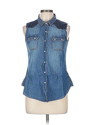 Ci Sono Blue Polka Dot Denim Shirt (view 1)