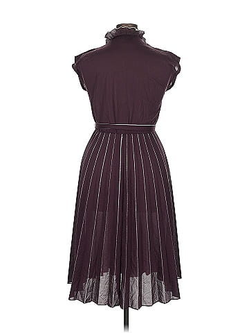 Unbranded Burgundy Pleated Dress with Ruffles (view 2)