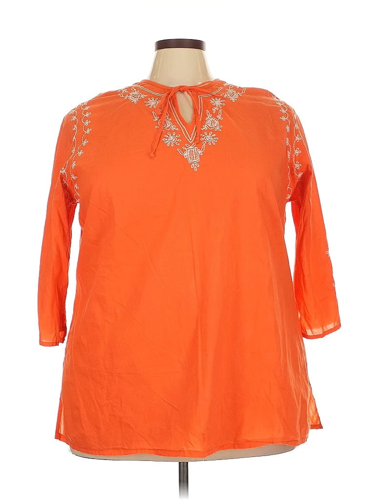 Avenue 100% Cotton Orange 3/4 Sleeve Blouse Size 22 - photo 1