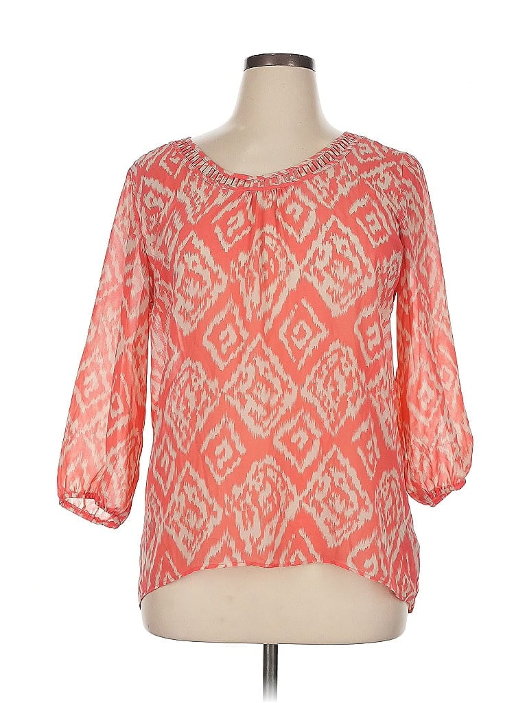 Studio Y 100% Polyester Orange 3/4 Sleeve Blouse Size XL - photo 1