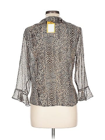 Carroll Reed 1990s Brown Sheer Animal Print Blouse (view 2)