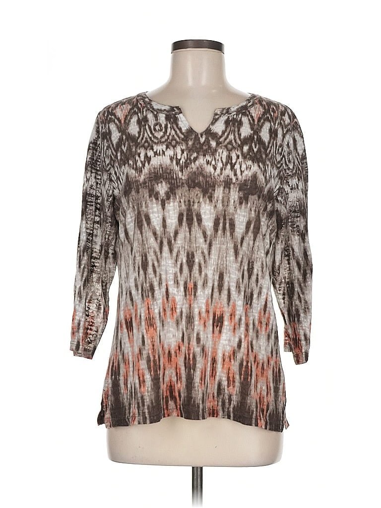 Pre-owned Chico's 3/4 Sleeve Blouse In Brown