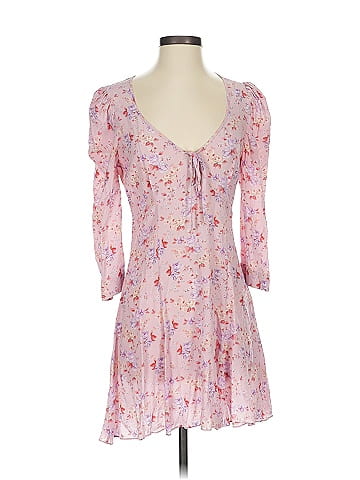 LoveShackFancy 100% Silk Pink Casual Dress Size 4
