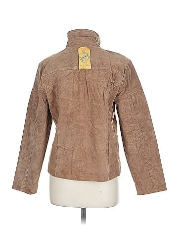 Christopher & Banks Tan Suede Jacket with Zip (view 2)