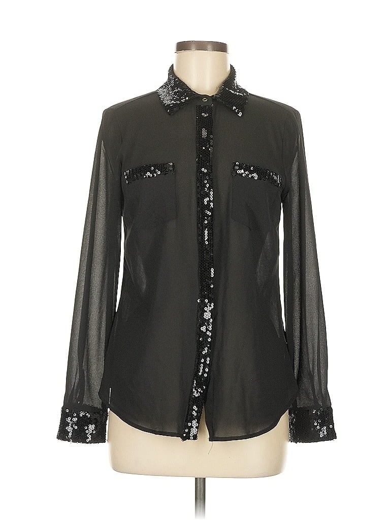 Bebe 100% Polyester Black Long Sleeve Blouse Size M - photo 1