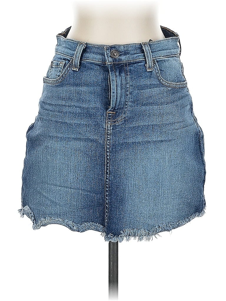 Pre-owned 7 For All Mankind Denim Skirt In Blue