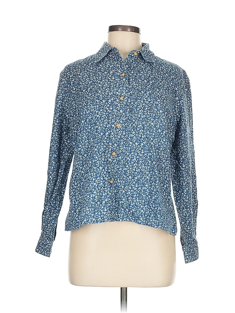 Pre-owned Liz Claiborne Long Sleeve Button Down Shirt In Blue