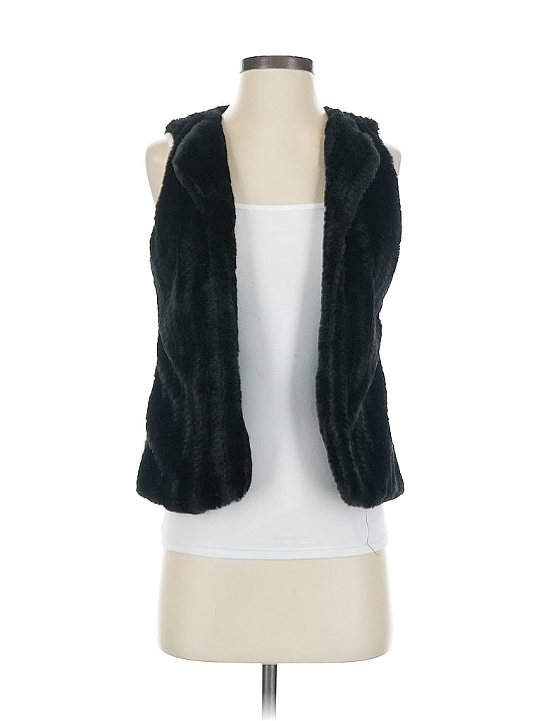 Pre-owned Knitworks Faux Fur Vest In Black