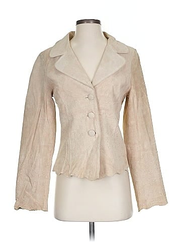 Arden B. Beige Embroidered Suede Women's Jacket (view 1)