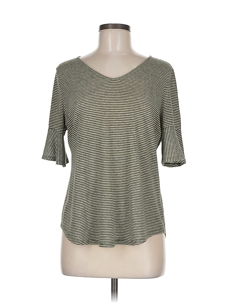 Pre-owned Liz Claiborne 3/4 Sleeve T-shirt In Green