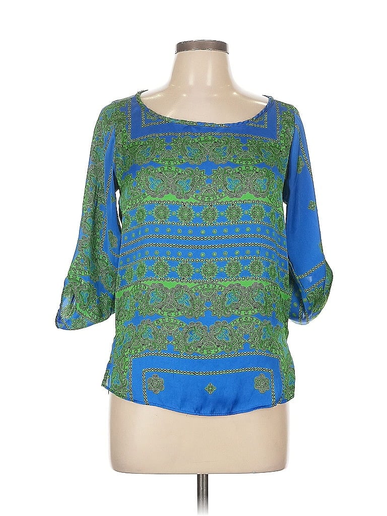 Pre-owned Zara Basic 3/4 Sleeve Blouse In Blue