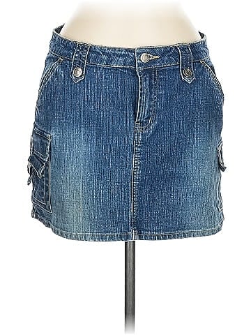 No Boundaries Blue Denim Skirt with Pockets (view 1)