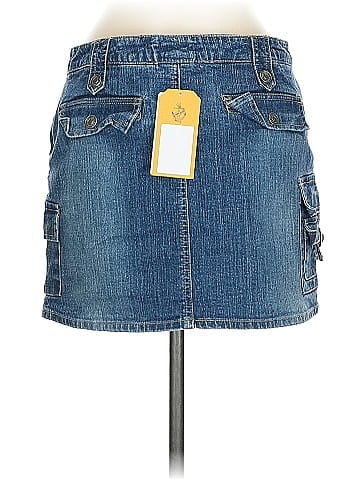 No Boundaries Blue Denim Skirt with Pockets (view 2)
