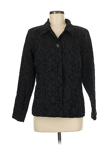 Christopher & Banks Black Textured Classic Women's Jacket (view 1)