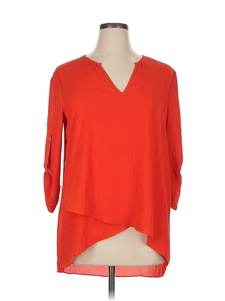 Pre-owned Karen Kane 3/4 Sleeve Blouse In Orange