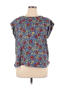 Ann Taylor Factory 100% Polyester Blue Short Sleeve Blouse Size XL