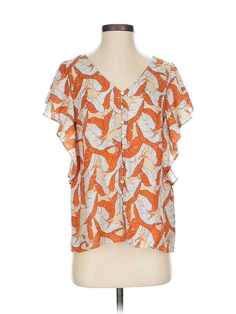 Pre-owned Nine West Short Sleeve Blouse In Orange