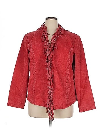 Chico's Design Red Leather Fringed Chic Jacket (view 1)