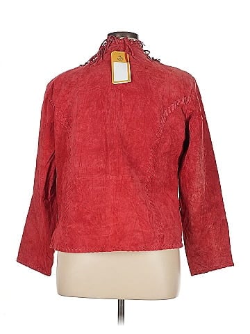 Chico's Design Red Leather Fringed Chic Jacket (view 2)