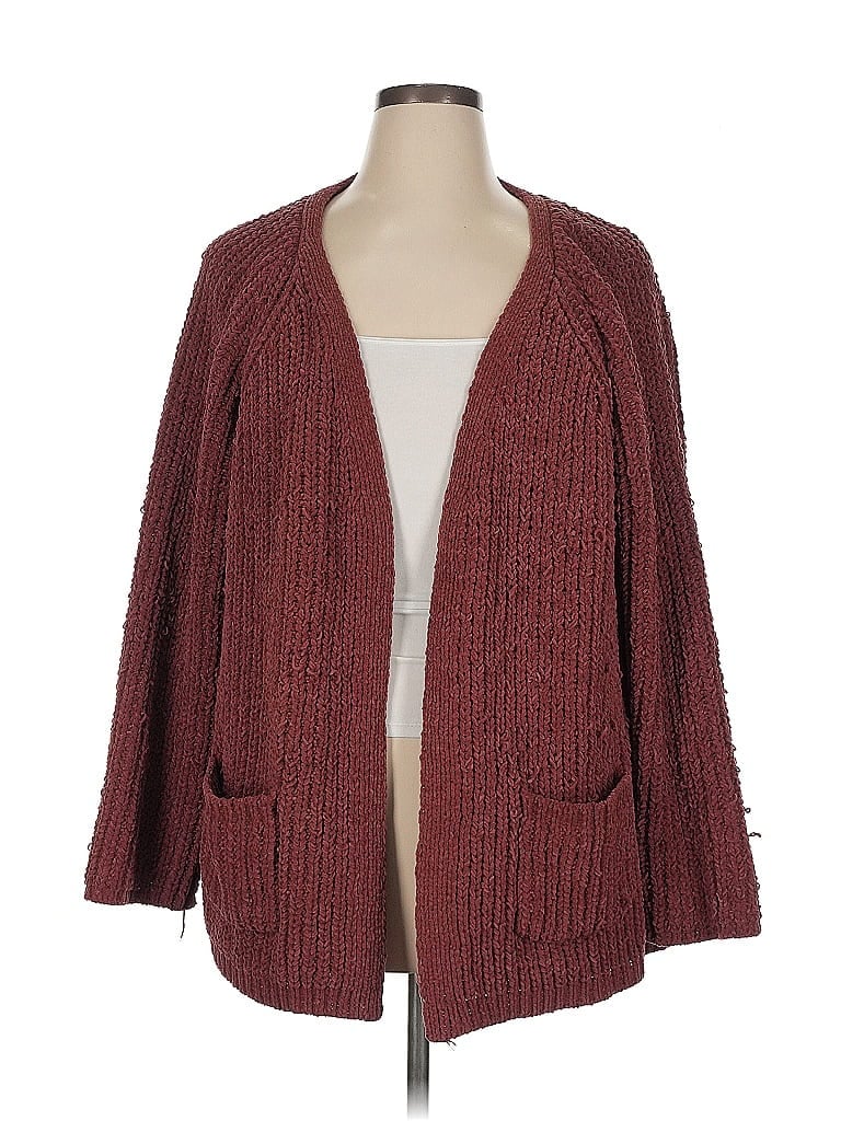 Pol 100% Polyester Burgundy Cardigan Size XL - photo 1