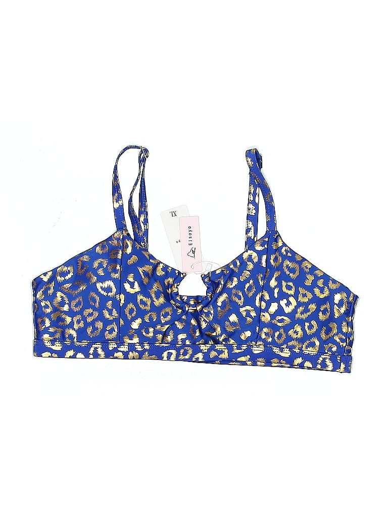 Assorted Brands Swimsuit Top Blue Animal Print Pattern Swimwear