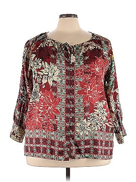 Johnny Was 3/4 Sleeve Silk Top