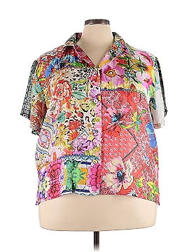 Johnny Was Short Sleeve Silk Top