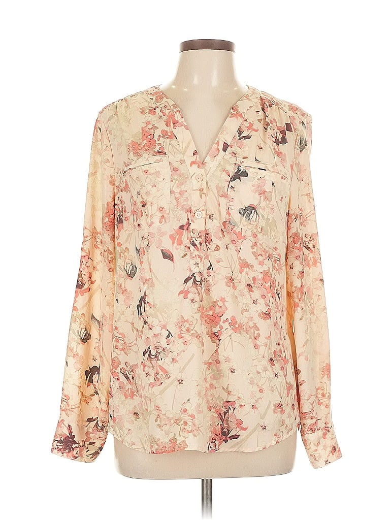 Pre-owned New York And Company Long Sleeve Blouse In White