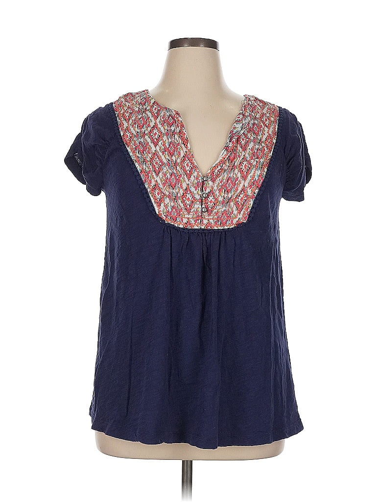 Haut Femme Rue 21 Taille XL - Marron à Pois, Manches Courtes, Col V, 100% Coton