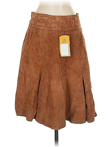 Marie Claire Feminine Brown Rustic Pleated Skirt (view 2)