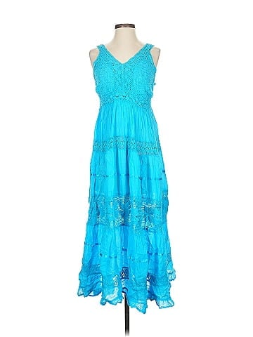 Style Radiant Blue Textured Tiered Casual Boho Dress (view 1)