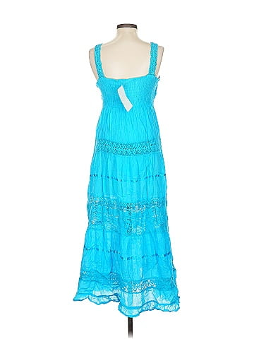 Style Radiant Blue Textured Tiered Casual Boho Dress (view 2)