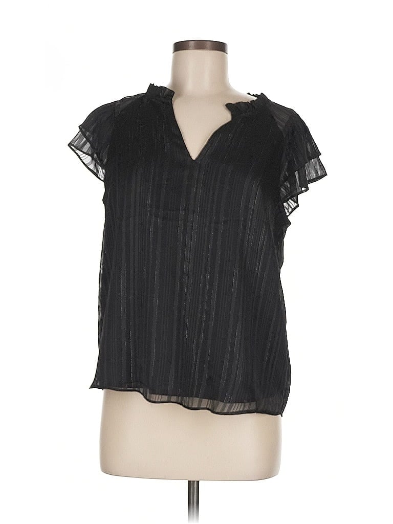 Pre-owned Banana Republic Factory Store Short Sleeve Blouse In Black