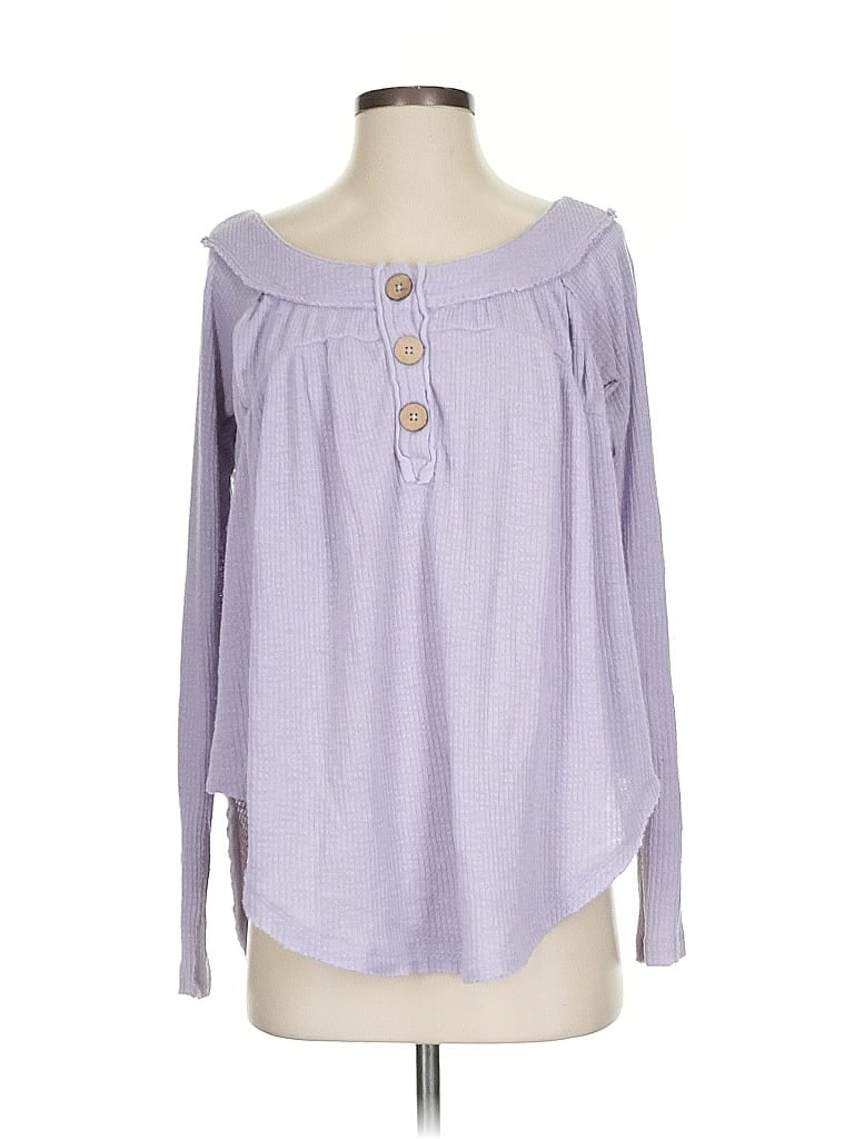 Pre-owned We The Free Long Sleeve Henley Shirt In Purple
