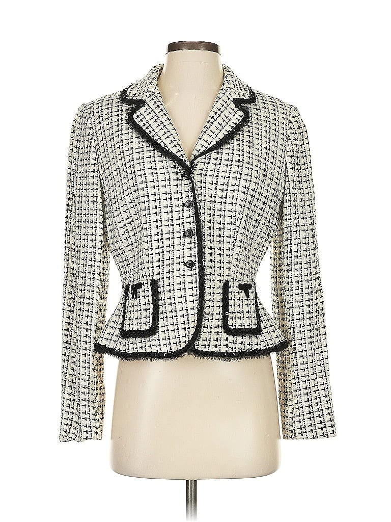 Tahari by ASL Houndstooth Ivory Blazer Size 0 - photo 1