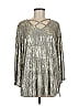 JM Collection Metallic Silver Long Sleeve Blouse Size M - photo 1