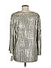 JM Collection Metallic Silver Long Sleeve Blouse Size M - photo 2