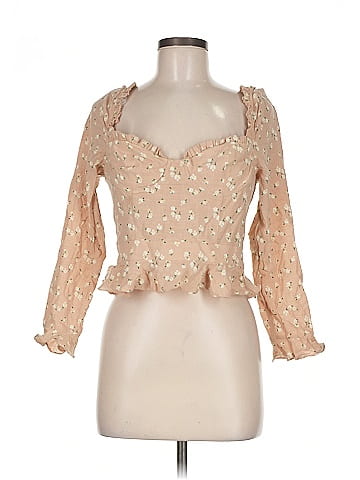 Majorelle Tan Tan Floral Long Sleeve Blouse Size M
