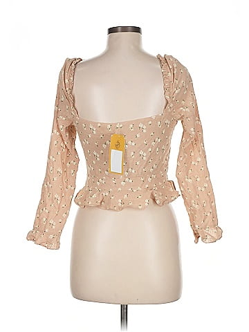 Majorelle Tan Tan Floral Long Sleeve Blouse Size M