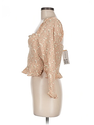Majorelle Tan Tan Floral Long Sleeve Blouse Size M