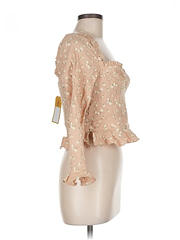 Majorelle Tan Tan Floral Long Sleeve Blouse Size M