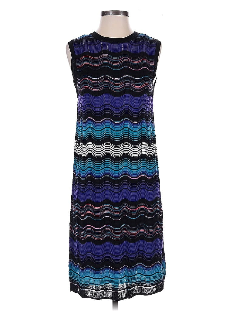 M Missoni Chevron-herringbone Blue Black Cocktail Dress Size EU (IT) 44 / US 8 - photo 1