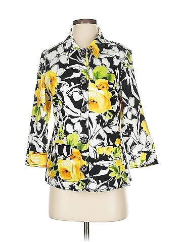 Christopher & Banks Yellow Floral Patterned Blazer (view 1)