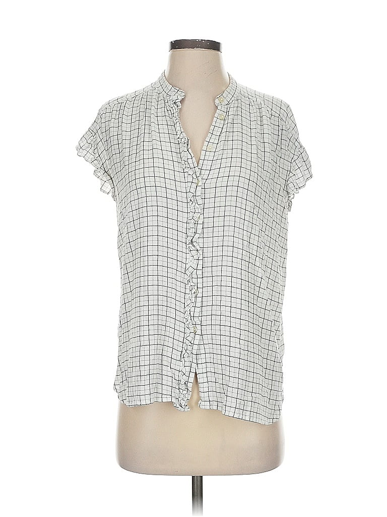 Pre-owned Ann Taylor Loft Short Sleeve Blouse In Gray