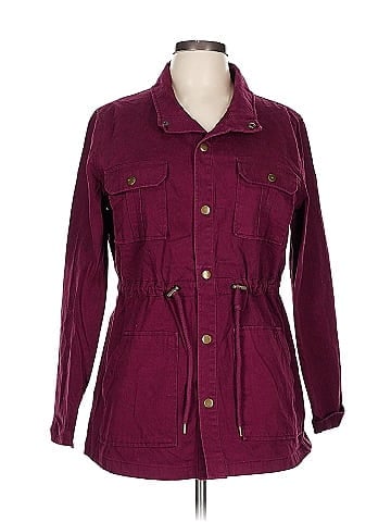 Arizona Jean Company Burgundy Cotton Hooded Utility Jacket (view 1)