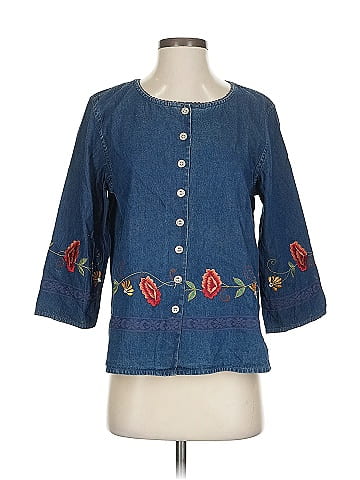 Erika Embroidered Denim Button-Down Shirt (view 1)
