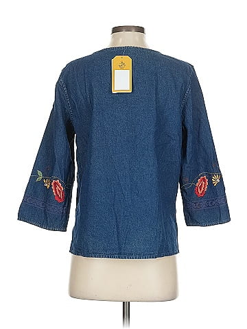 Erika Embroidered Denim Button-Down Shirt (view 2)