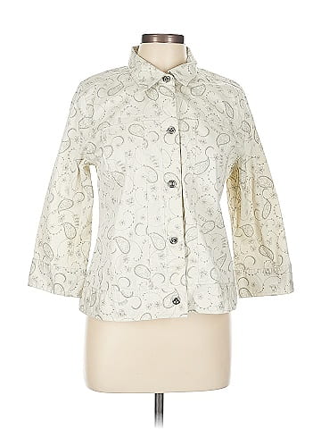 Christopher & Banks Ivory Paisley Pattern Button-Down Jacket (view 1)