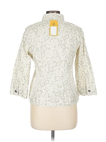 Christopher & Banks Ivory Paisley Pattern Button-Down Jacket (view 2)