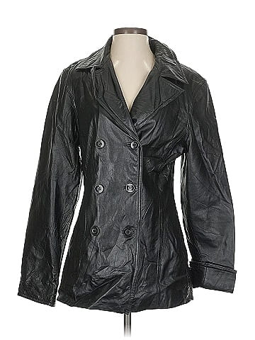Wilsons Leather Classic Black Double-Breasted Leather Jacket (view 1)